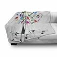 thumbnail image 2 of Music Soft Flannel Fleece Throw Blanket, Tree with Musical Notes and Birds on Branch Happy Jolly Celebrating Playful Style, Cozy Plush for Indoor and Outdoor Use, 70" x 90", Multicolor, by Ambesonne, 2 of 5