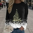 thumbnail image 2 of Fiaer Christmas Sweatshirts Women Xmas Tree Snowflake Graphic Long Sleeve Pullovers Oversized Crew Neck Holiday Merry Tops Black S, 2 of 5