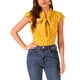 thumbnail image 1 of Blusa de mujer INSPIRE CHIC con lunares, cuello con lazo, mangas acampanadas, top para trabajar en color amarillo, 1 of 5