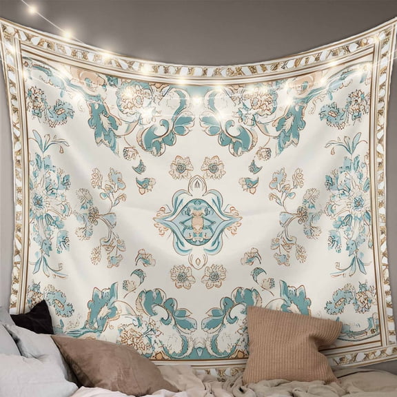 Retro Boho Small Tapestry for Bedroom Wall Hanging Tapestry, Farmhouse Ethnic Nation Abstract Flowers Ceiling Backdrop Tapestries Poster Blanket Wall Decor for Teens Room Living Room Dorm 23" x 28"