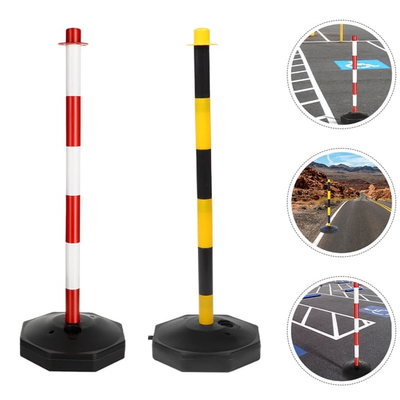 YUYUETIME 2Pcs Assorted Color Traffic Barrier Poles with Collision Prevention Base for Outdoor Use