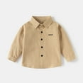 thumbnail image 2 of Toddler Boys Long Sleeve Shirt Casual Kids Top Solid Color Embroidered Dress Shirt Boys Fall Spring Clothes Khaki Size 1-2T, 2 of 9