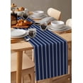 thumbnail image 6 of Table Runner Dresser Scarves 72 Inch Long,Nautical Navy Blue and White Stripe Linen Dining Table Runners Modern Minimalist Art Tabletop Scarf for Wedding Holiday Party Kitchen, 6 of 9