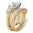 thumbnail image 2 of 2.95 TCW Round and Marquise-Cut Cubic Zirconia Yellow Gold-Plated Two-Tone Jacket Wedding Ring Set, 2 of 5