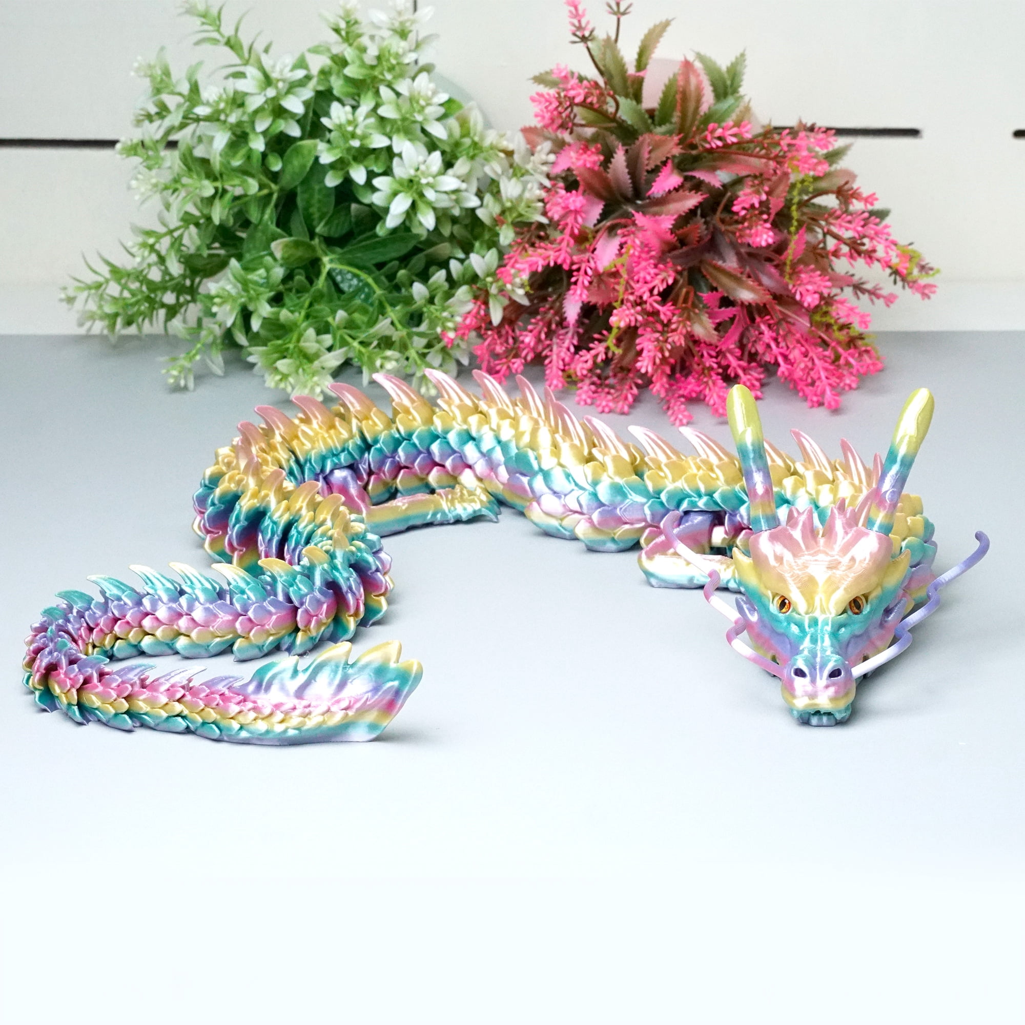 33.5inch 3D Printed dragon,Flexible Joint Animal lacertid Figurines,Realistic Eyes, Home Office Decor,Fidget Toy for Adults Teens Boy Festival Gifts
