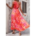 thumbnail image 2 of Vestido PRETTYGARDEN Maxi Floral con Nudo en un Hombro Naranja Rosa Talla L, 2 of 6