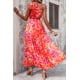 thumbnail image 2 of Vestido PRETTYGARDEN Maxi Floral con Nudo en un Hombro Naranja Rosa Talla L, 2 of 6