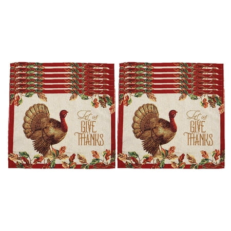 

FLOMO Holiday Thanksgiving Pumpkin Harvest & Turkey Woven Placemats (Turkey; 12 Placemats)