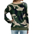 thumbnail image 4 of TWZH Women Camouflage Print Contrast Long Sleeve Crewneck Casual Loose Sweatshirt Top, 4 of 5