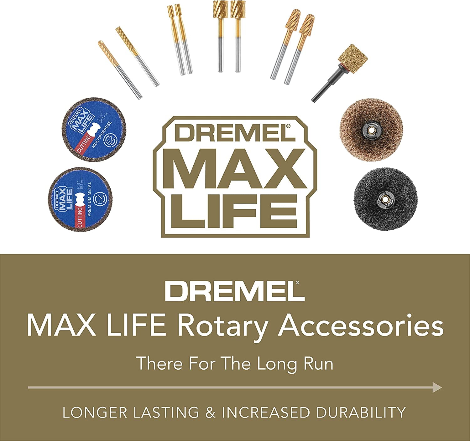 Dremel Max Life EZ511HP 2" Abrasive Buffs (180 Grit & 280 Grit), Rotary Tool Accessory for Wood, Plastic, & Metal, 2 Pieces