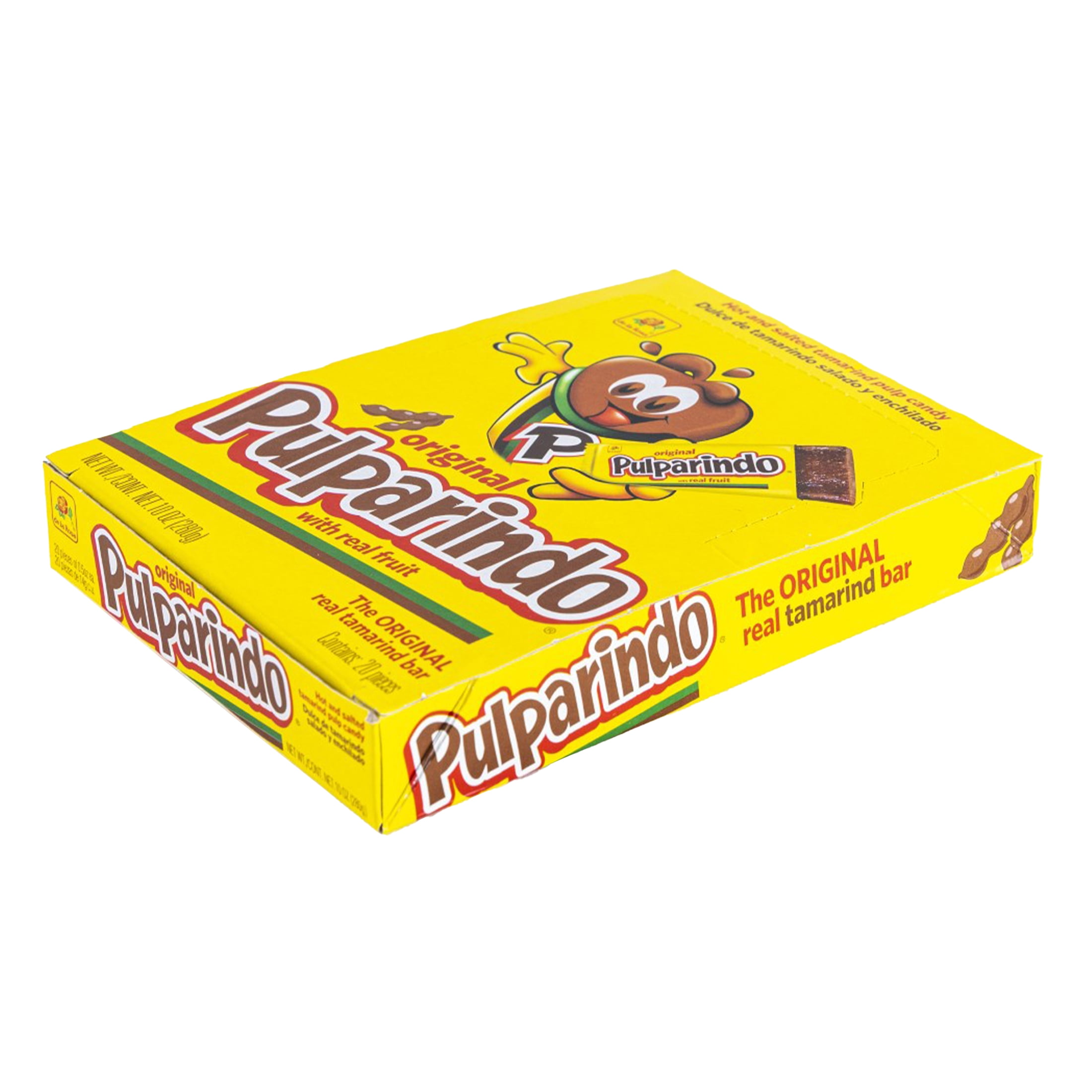 (4 pack) De La Rosa Pulparindo Tamarind Candy, Original Hot and Salted Mexican Candy, 20 Count