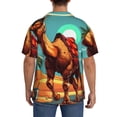 thumbnail image 3 of Logiee Cool Camel Oasis Vibes Print Men's Button Down Shirts Short Sleeve, Summer Beach Shirts,Vacation Wedding Shirts,Men's Casual Button-Down Shirts with Pocket-3X-Large, 3 of 5