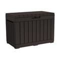 thumbnail image 1 of Caja de resina de 50 galones para organizar y almacenar cojines de patio, almohadas y herramientas de jardín, color café, 1 of 7