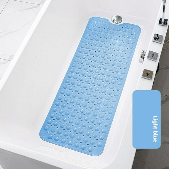 Non Slip Bathtub Mat with Suction Cups, Drain Holes and Machine Washable, Non Slip Shower Tub Mat 39 x 16 inches (Light Blue)