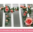 thumbnail image 1 of Artificial Flowers Vine Rose Fake Flowers Rattan String Hanging Home Wedding Garden Decor(Pink), 1 of 7