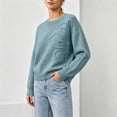 thumbnail image 6 of CHGBMOK Cropped Knit Sweater for Women Crew Neck Long Sleeve Drop Shoulder Pullover Relaxed Fit Casual Tops, 6 of 7
