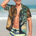 thumbnail image 7 of Fuzoiu Seasonal Tree Reflection Print Hawaiian Shirt for Men, Summer Beach Casual Short Sleeve Button Down Shirts, Men’s Beach Summer Shirts with Pocket,X-Large, 7 of 7