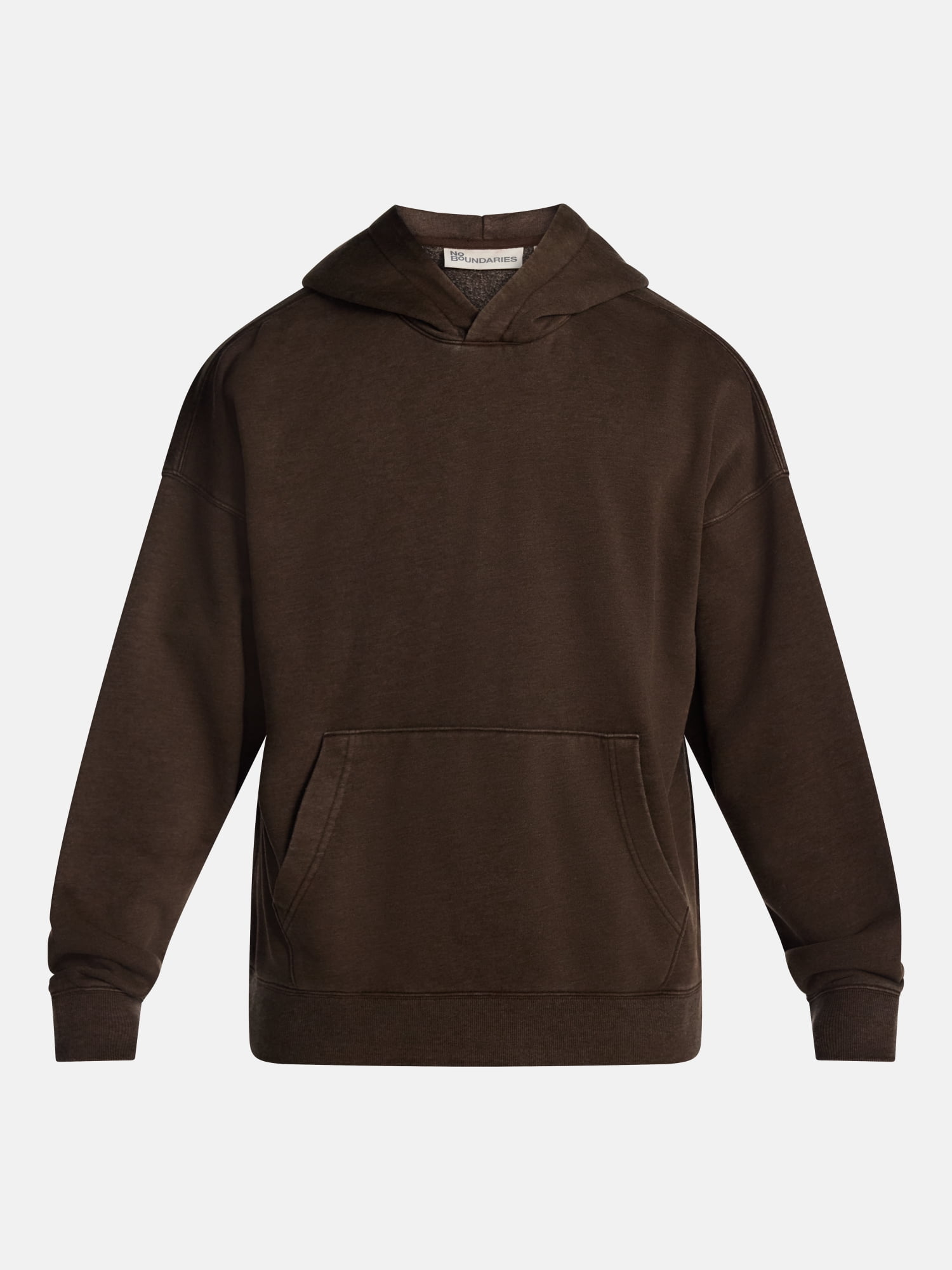 No Boundaries Boxy Fit Oversized Fleece Hoodie with Long Sleeves, Men's XS-4XLT