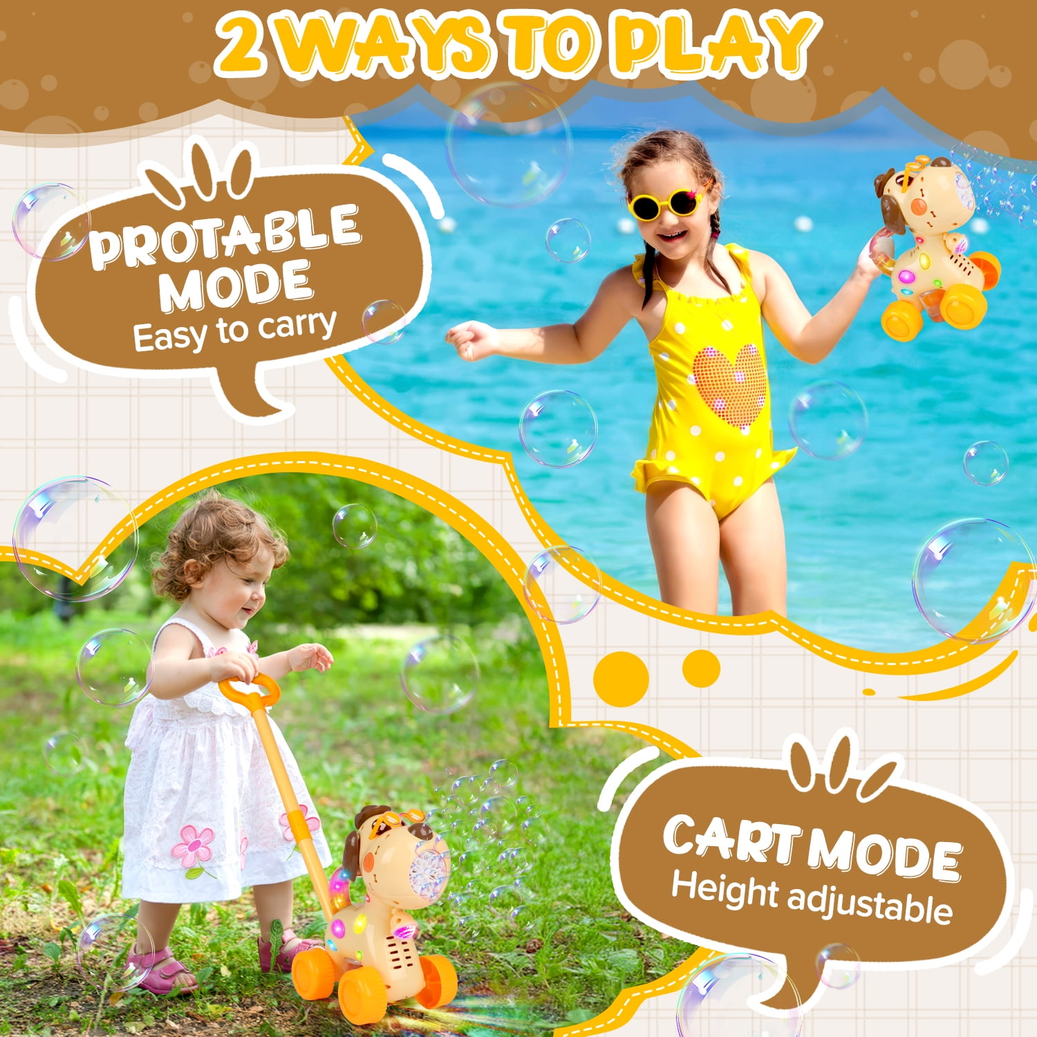 Carsky Automatic Bubble Machine for Toddlers, Dog Bubble Cart Toy, Lighting for Party, Bubble Maker for Kids Outdoor Playing, Birthday Gift for Boys Girls 3 Years up