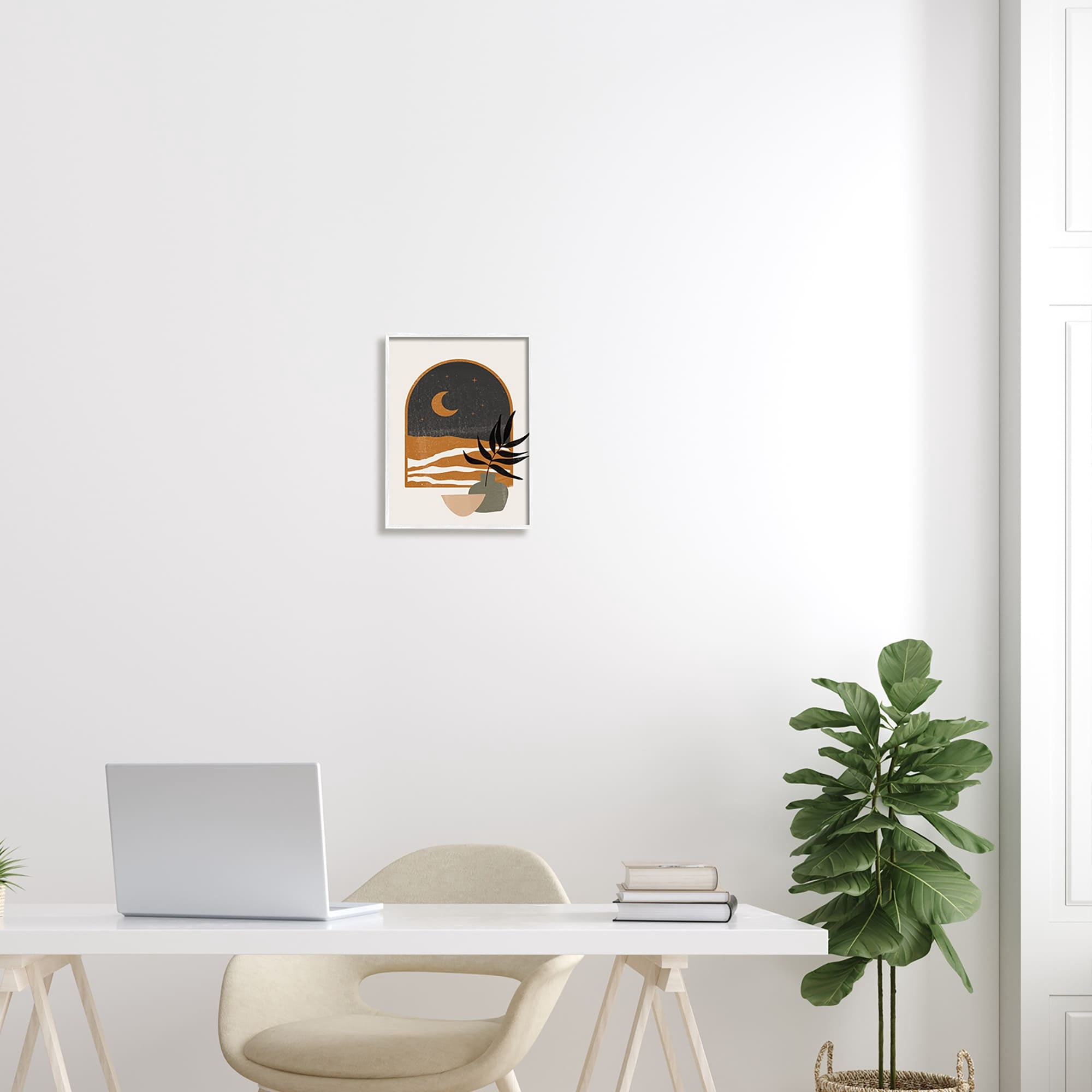 Stupell Industries Lovely Night Sky Desert Moon Scene Through Window Graphic Art White Framed Art Print Wall Art, Design by JJ Design House LLC