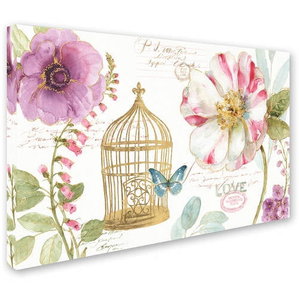 Trademark Fine Art "Rainbow Seeds Floral Birdcage I" Canvas Art by Lisa Audit
