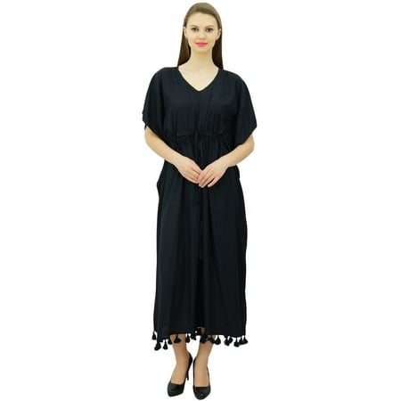 

Bimba Women s Long Maxi Kimono Kaftan Rayon Night Gown Drawstring Tassel Caftan Coverup