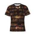 thumbnail image 4 of Vsdgher Bookshelves Print Men's Dry Fit Mesh Athletic Shirts Moisture Wicking Tennis T-Shirt Tops, 4 of 9