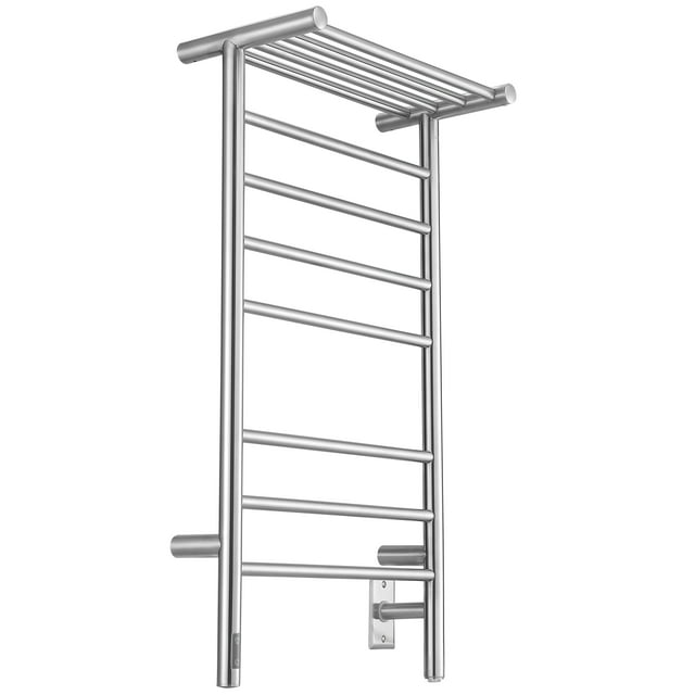 Ancona Liazzo OBT Double Chauffe-Serviettes Mural 8-Bar en Acier Inoxydable Brossé avec Minuterie Intégrée à Bord
