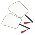 thumbnail image 4 of Chinese Hand Fan for Craft with Wooden Handle 2Pcs Silk Painting Fans, 4 of 5