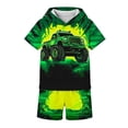 thumbnail image 4 of Vornjynx Boys Graphic Outfits 2 Piece Hooded T-Shirt and Shorts Cartoon Print Casual Summer Trendy Sets Mint Green Size 5t, 4 of 7