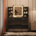 thumbnail image 2 of IDEALHOUSE Black 2-Drawer Dressers, Vanity Desk with Tri-Mode Mirror, 6 Shelves, Charging Station, Modern Makeup Table for Bedroom, 2 of 8