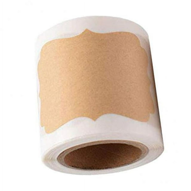 Rongfmy 2x300pcs Blank Kraft Paper Self- Label Seals Sticker for Hand Crafts , Brown, 4 Pcs