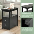 thumbnail image 3 of Sandinrayli End Table with Charging Station Narrow Nightstand Bedside Table with Storage Shelves for Living Room Bedroom, 3 of 7