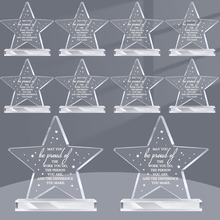 10 Pcs Employee Appreciation Awards for Coworker Acrylic Thank You Trophy May You Be Proud of the Work You Do Sign Prizes Retirement Goodbye Farewell Gift for Women Men (Star)
