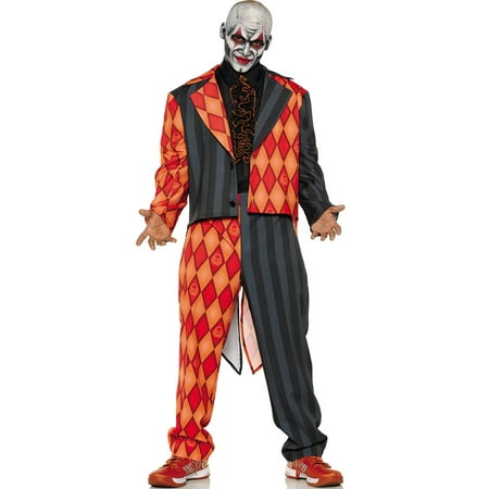 Thriller Mens Scary Orange Black Clown Jester Tuxedo Halloween