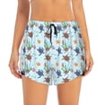 thumbnail image 2 of Goofa Turtle Printed Women 2 in 1 Running Shorts,Quick Dry Athletic Workout Shorts,High Waisted Athletic Shorts with Liner Pockets-Large, 2 of 9