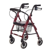 Lumex 4 Wheel Rollator Walkabout Junior Burgundy Lightweight Aluminum 1 Count
