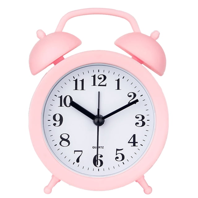 Mini bonito reloj despertador analógico Retro Vintage con doble campana para niños, sin repetición, funciona con pilas, campana fuerte para personas que duermen mucho