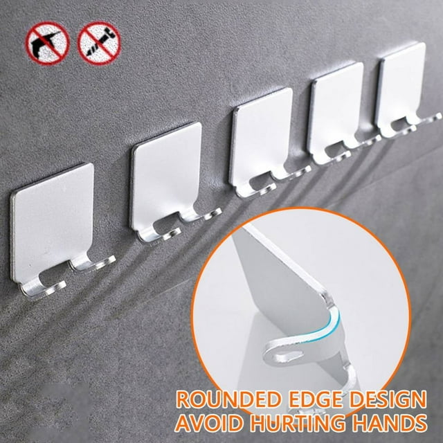 DEBGFS Bathroom Razor Holder Selfadhesive Wall Hook For Key Towel Holder Kitchen Organizer Shelf Shaver Storage Hook Bathroom Organizer,silver,3pcs