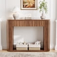 thumbnail image 7 of Wirrytor Mid-Century Modern Fluted Console Table with 2 Drawers, Narrow Entryway Table with Storage Shelf, Accent Sofa Table for Living Room, Walnut, 7 of 7