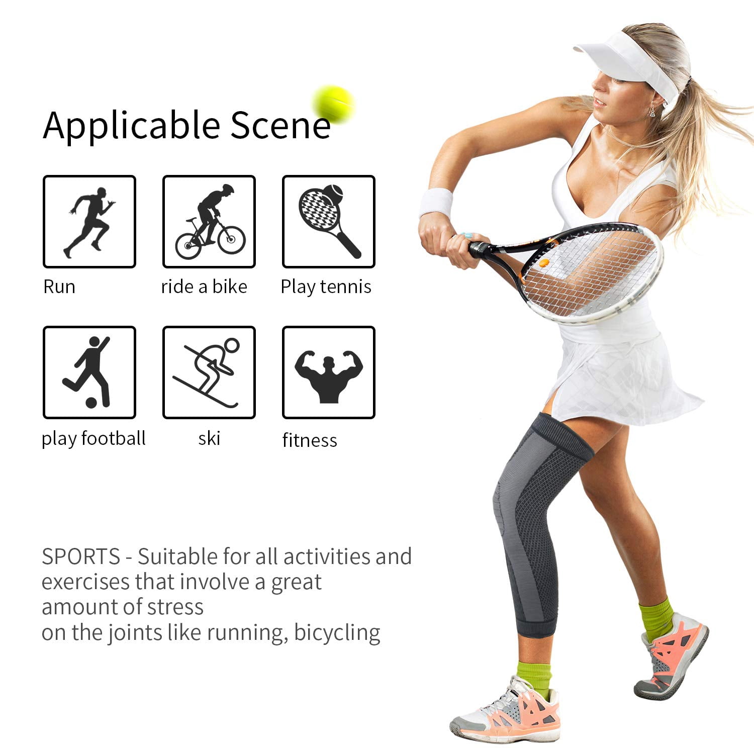 GOUNOD Full Leg Long Knee Compression Sleeve,Non-Slip Arthritis Pain Relief and Weightlifting,Knee Support for Men & Women