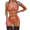 thumbnail image 1 of Gibobby Tangas de mujer sexy encaje Día de San Valentín Conjunto de lencería de color sólido con liga de encaje con extraíble Conjunto de sujetador y bragas con tiras Sin(Amarillo, XL), 1 of 5