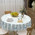 thumbnail image 3 of Watercolor Tropical Leaf Table Cloth - Blue White Grey Leaves Tablecloth Teal Gray Woodland Leaf Table Cover Round Botanical Circle Table Clothes 60 Inch for Picnic Party Home, 3 of 3