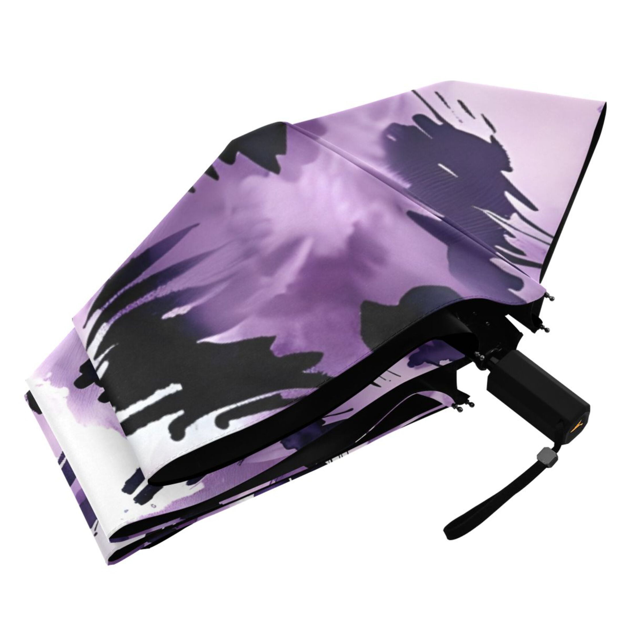 ALAZA Purple Leopard UPF 50+ Compact Folding Umbrella for Rain Travel Umbrella Packable