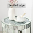 "24"" Silver Mirrored Side Table with Diamond Crush for Living Room, Bedroom Decor"