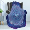 thumbnail image 4 of Star Mandala Soft Flannel Fleece Throw Blanket, Geometrys with Symmetrical Elements Middle Eastern, Cozy Plush for Indoor and Outdoor Use, 50" x 70", Purple Pale Blue Pink, by Ambesonne, 4 of 5
