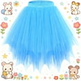thumbnail image 3 of Girls Fluffy Tulle Skirts Princess High Low Layered Fairy Irregular Tutu Mesh Skirts for Ballet Dance Performance Blue, 3-8Y, 3 of 3