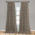 thumbnail image 5 of Abstract Curtains 2 Panels Set, Hand Drawn Style Wavy Striped Bold Lines with Rough Grunge Look, Window Drapes for Living Room Bedroom, 56"W X 63"L, Vermilion Turquoise, by Ambesonne, 5 of 5