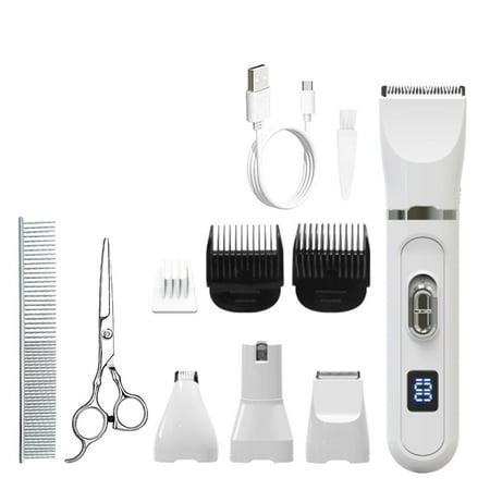 FZFLZDH 4 in 1 Mini Pet Hair Trimmer Dog Paw Fur Trimmers Nail Grinder Electric Cat Hair Clipper Trimmer Quiet Cordless Rechargeable for Dogs Cats Grooming Tool Waterproof
