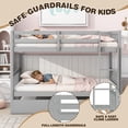 thumbnail image 5 of SESSLIFE Twin Over Twin Bunk Bed with Trundle, Wood Convertible Bunk Bed Frame with Guardrails and Ladder, No Box Spring Needed, Space-Saving Bunk Bed for Bedroom, Dorm, Guest Room, Grey, 5 of 9